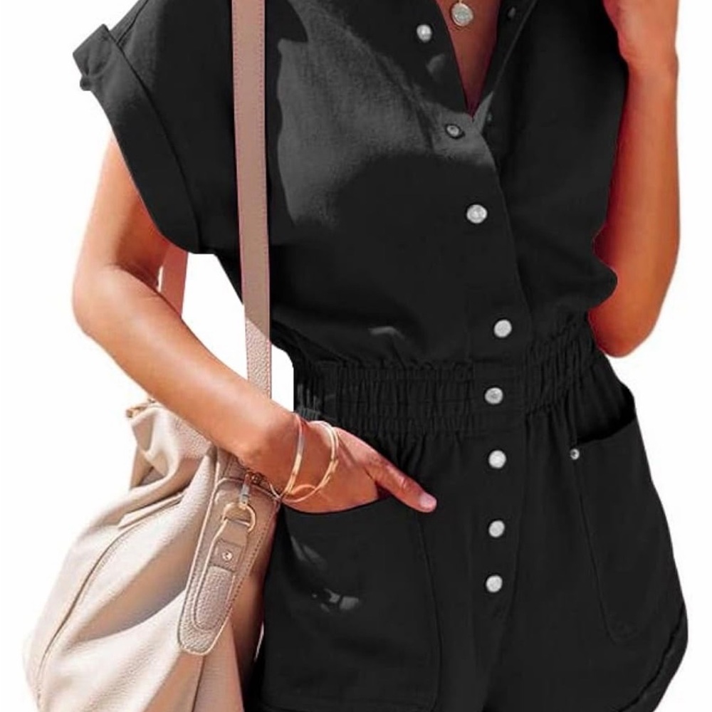 Stylish Black Button-Up Jumpsuit